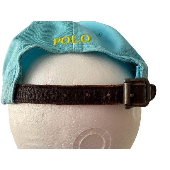 Polo by Ralph Lauren Hat Leather Adjustable Strap Embroidered Horse Logo Blue - Picture 6 of 9
